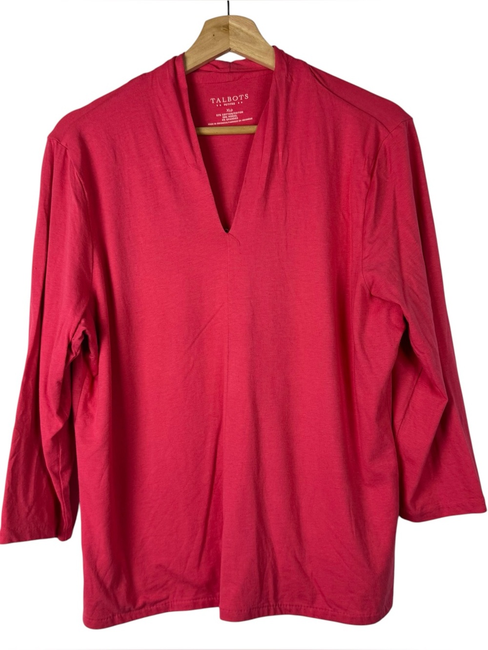 Talbots Petites Red V-Neck Cotton Modal Long Sleeve Blouse XLP
